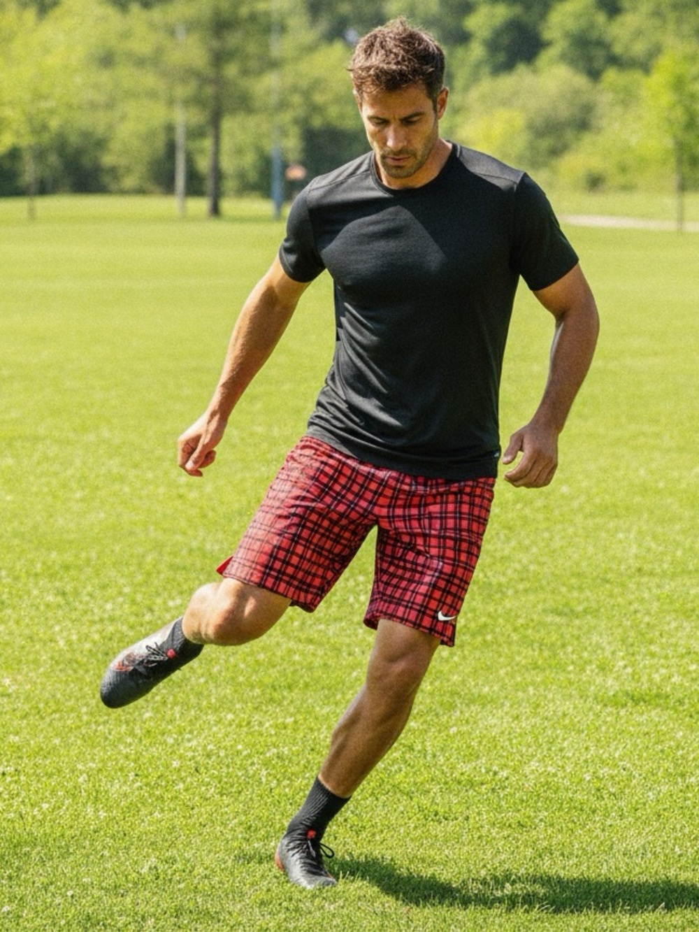 Nike Portland Thorns Plaid Shorts Red Black Soccer NWSL Men's Size XXL Athletic